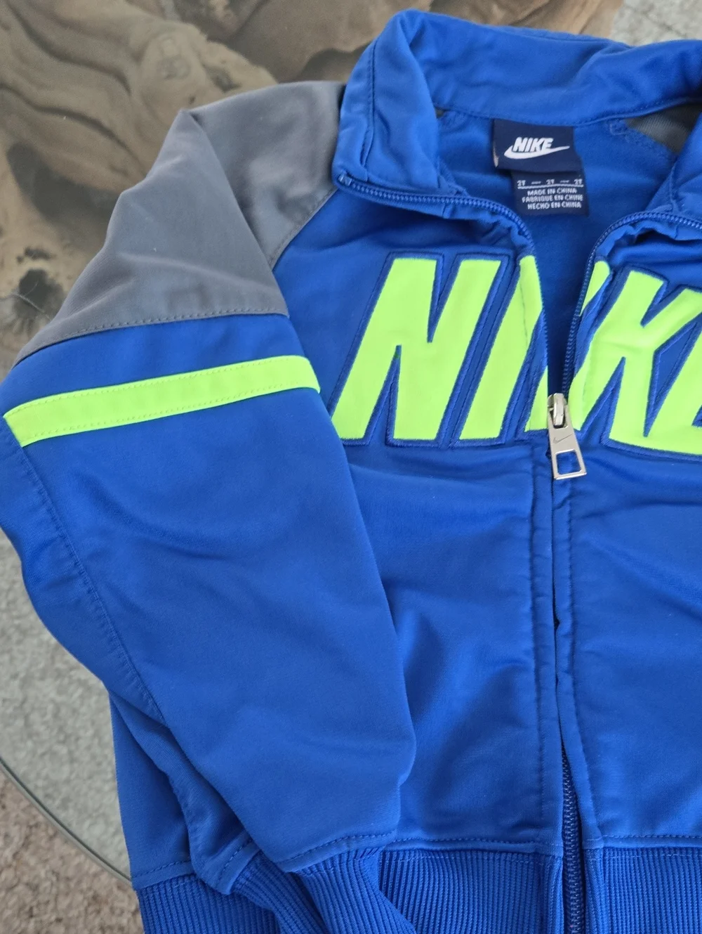 Nike Kids 2T - Royal Blue Jacket with Neon Green Logo